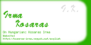 irma kosaras business card